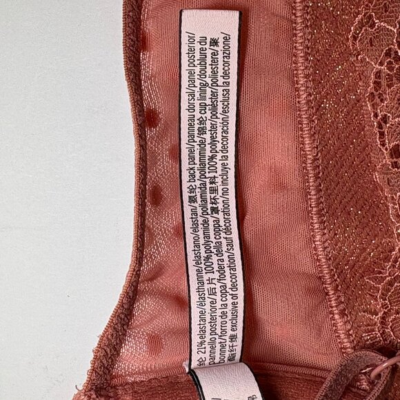 Victoria's Secret 32D Full Coverage Push Up Bra Lace Racerback Mauve front close - Picture 9 of 10